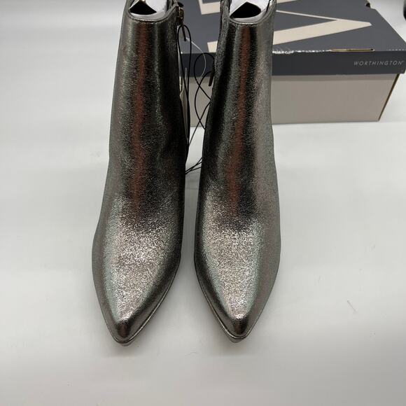 Worthington Womens Bannow Flared Heel Booties Pewter Color Size 8 - Picture 6 of 12